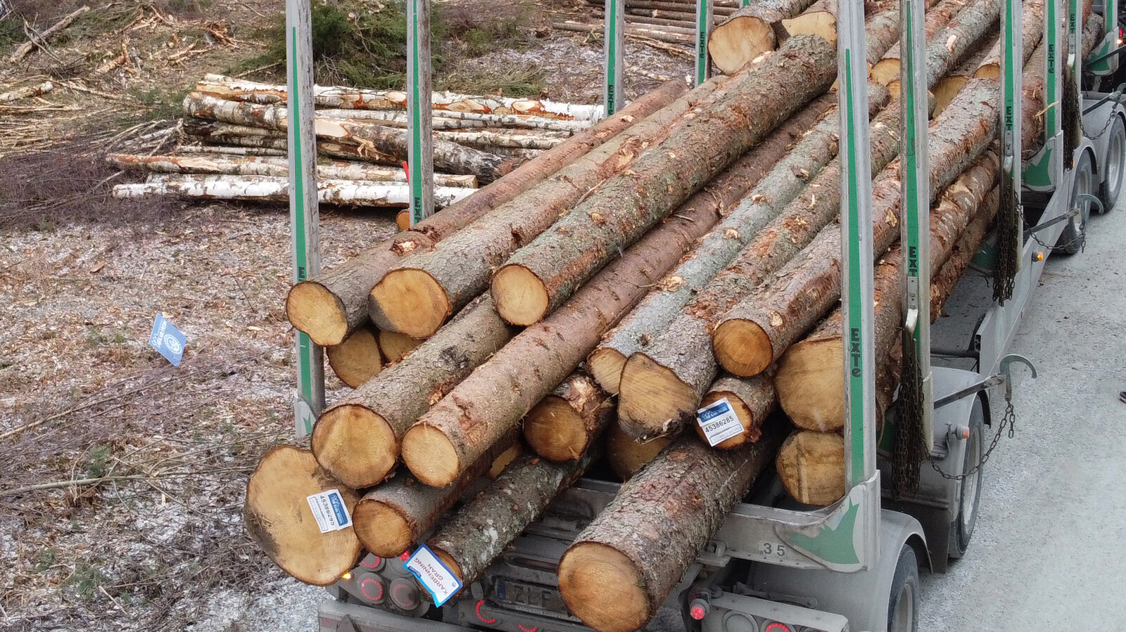 Logging truck drove off the