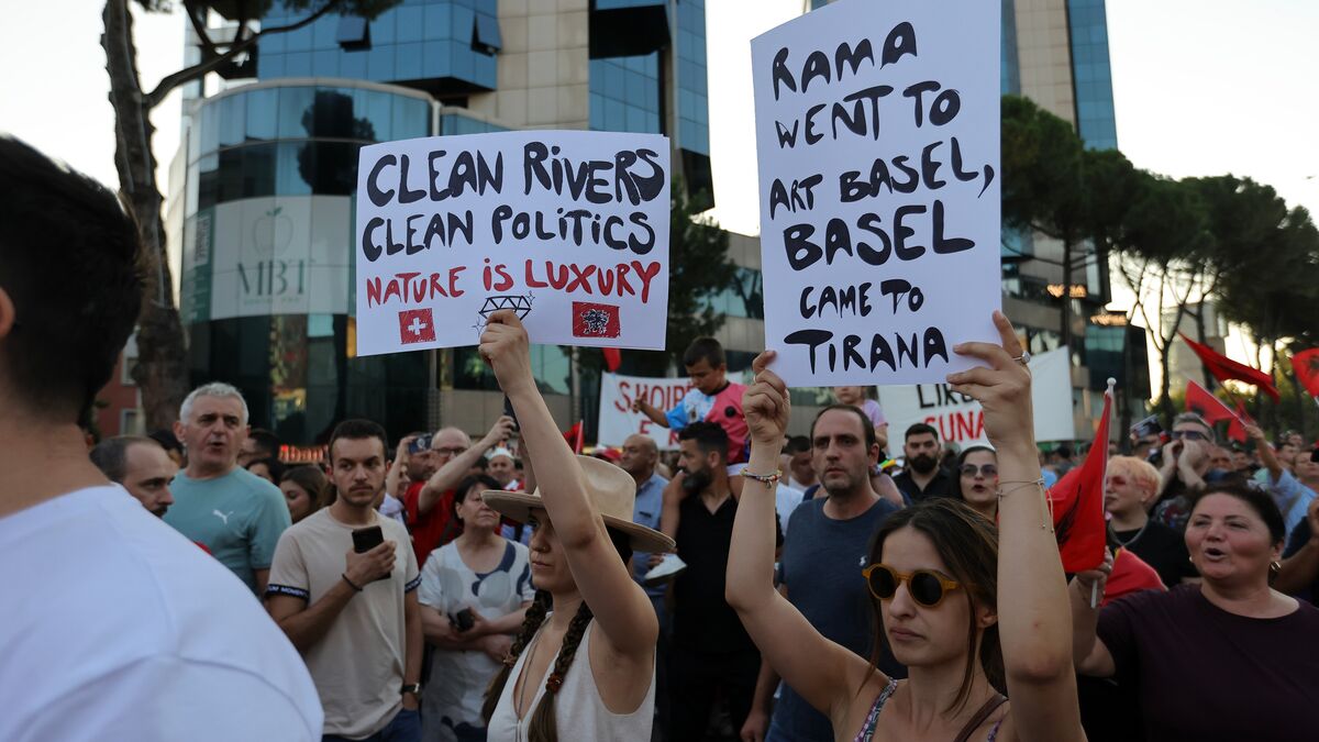 Albanians march against Trump family-backed