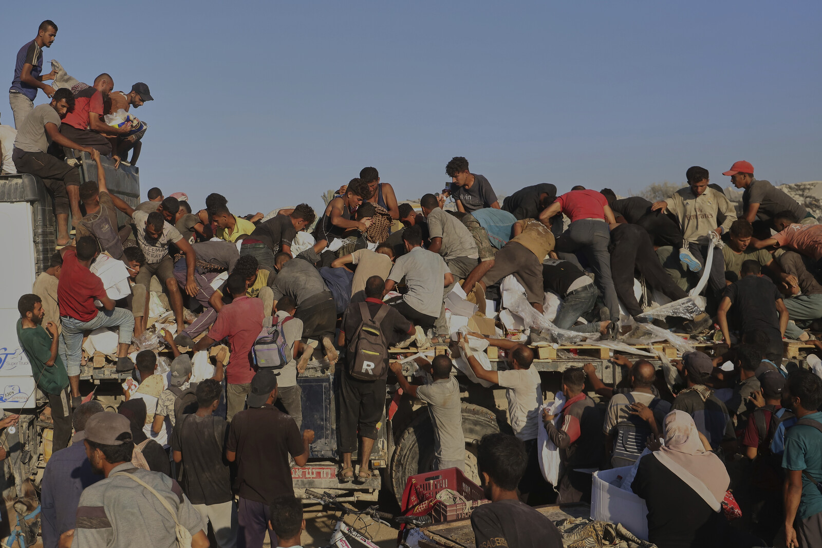 Truck Carrying Emergency Aid Overturns