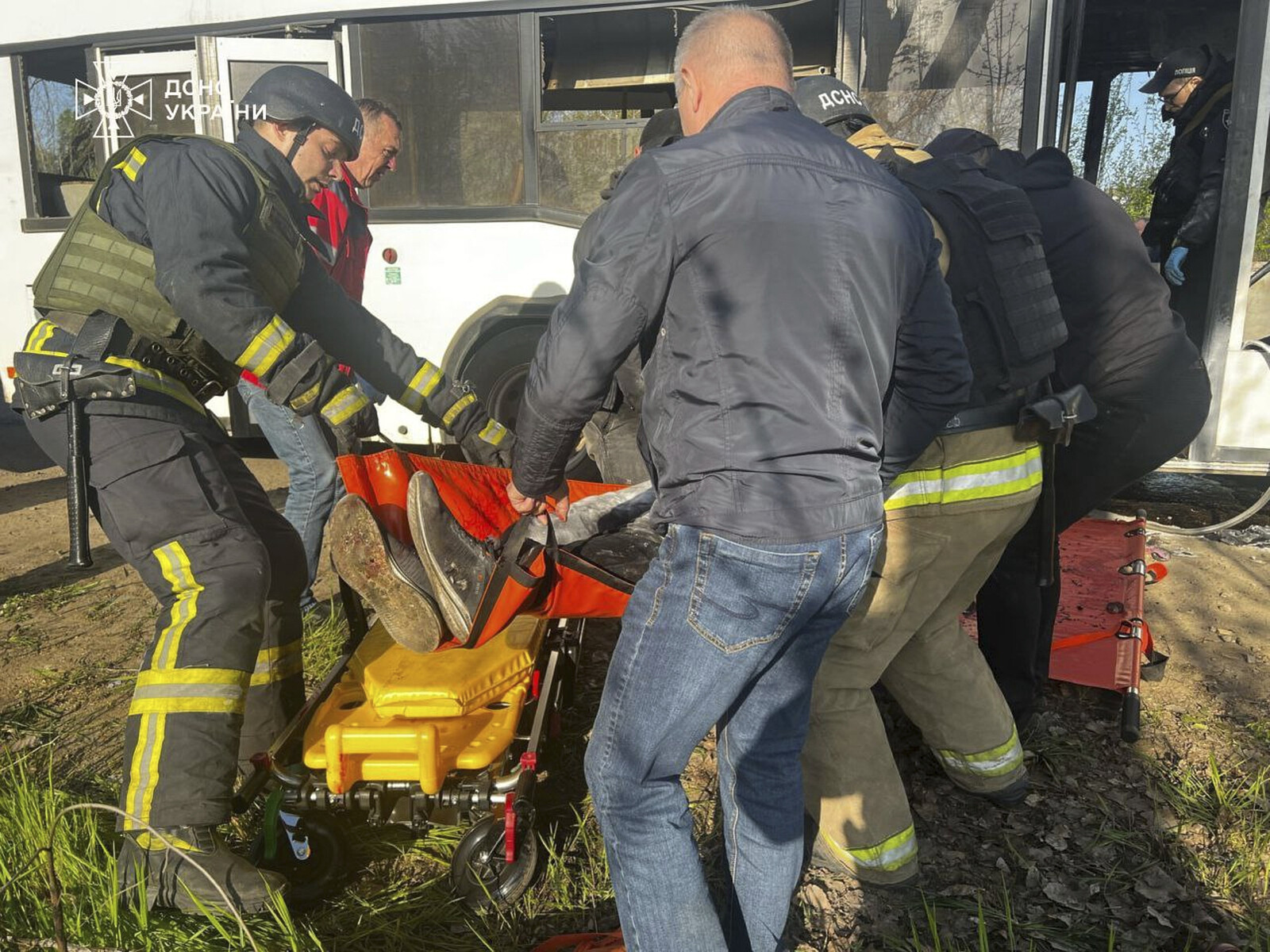 Russian Drone Strike on Ukrainian Bus Kills at Least Nine