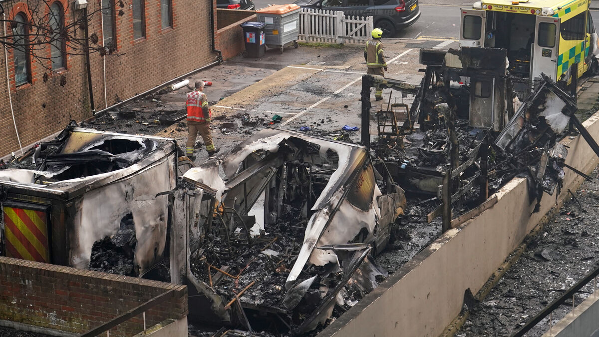 Four ambulances set on fire