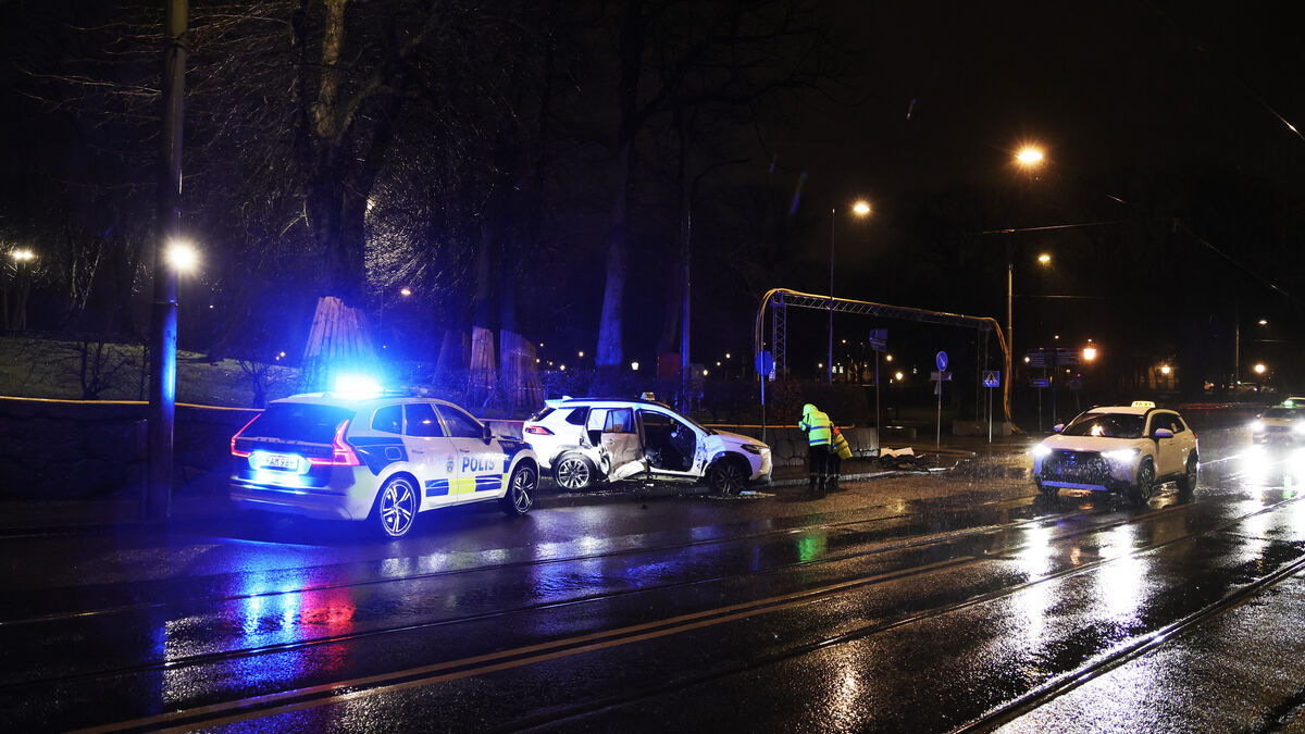 Tram and taxi collide in