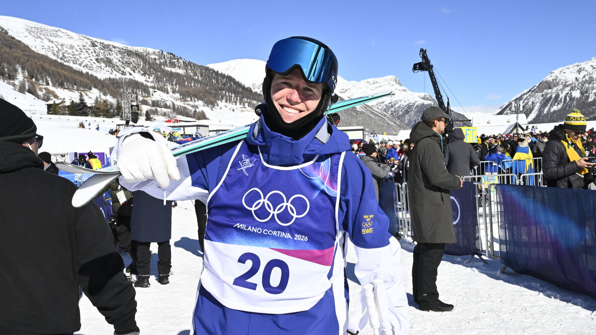 Swedish Olympic skier Rasmus Stegfeldt on the podium at World Cup in Japan