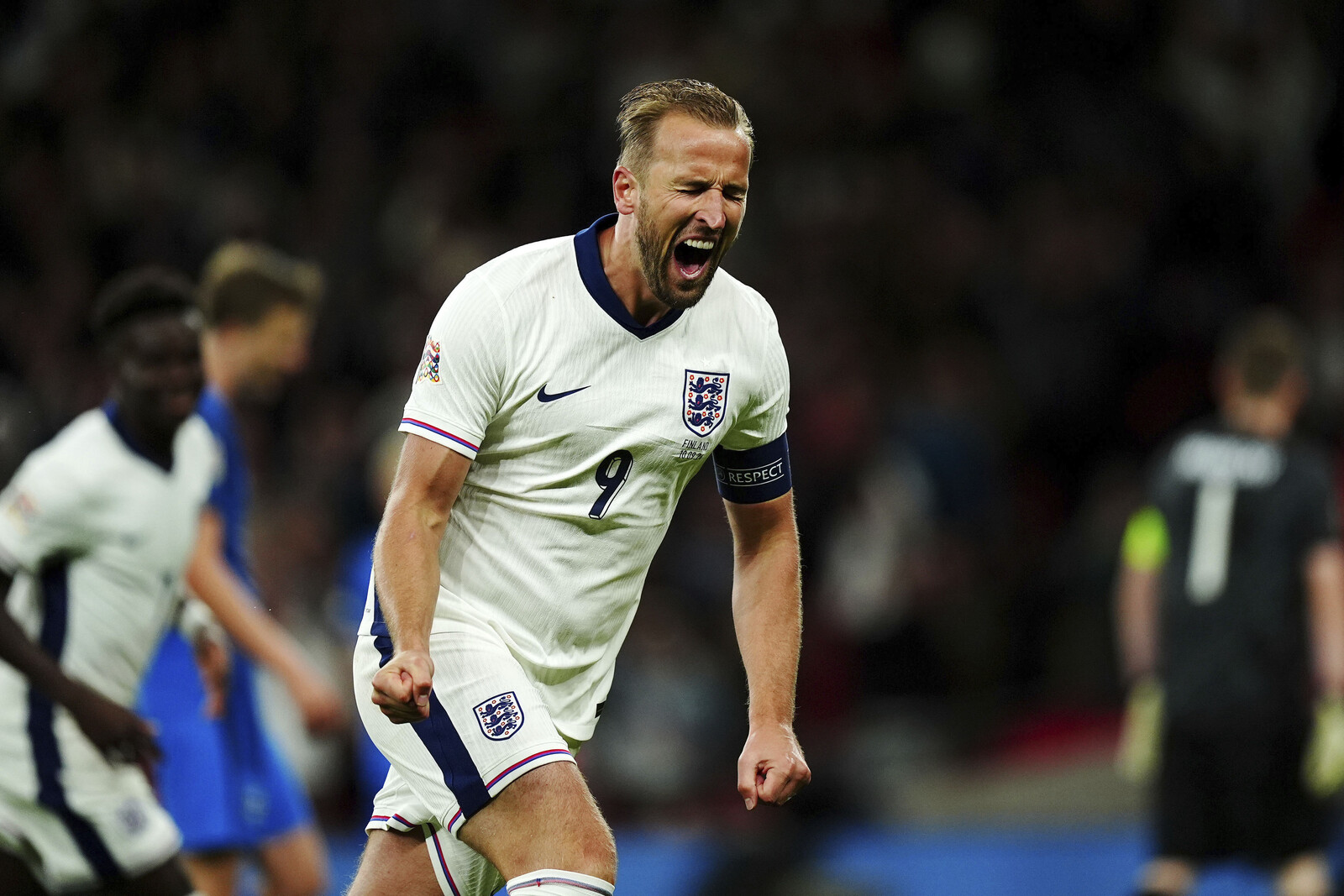 Kane secured the win for England in mourning bands