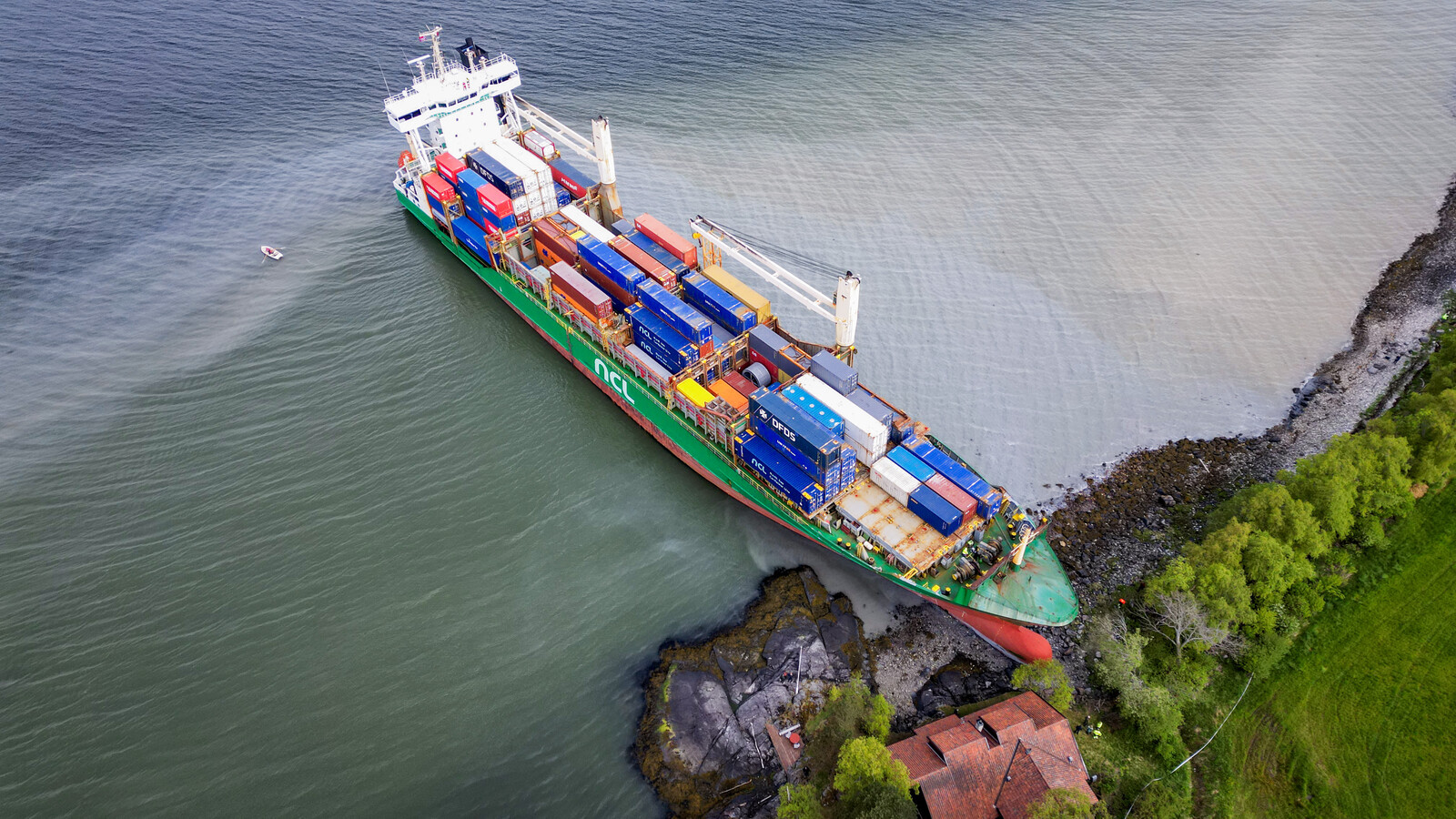 Container Ship Runs Aground Near