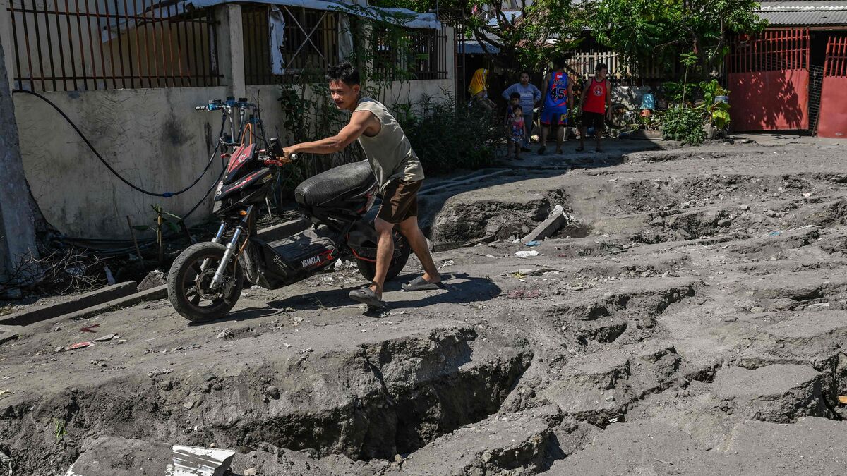 The earthquake raised the ground