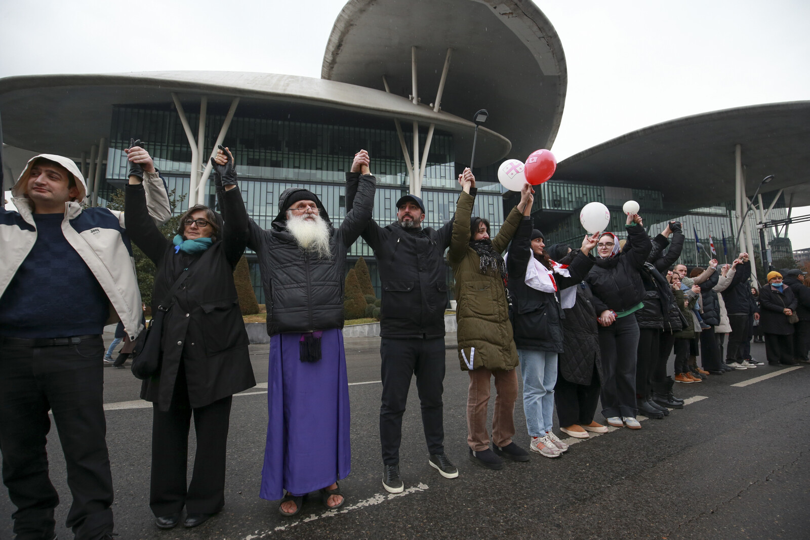 Human Chain in Georgia in Protest Against the Regime