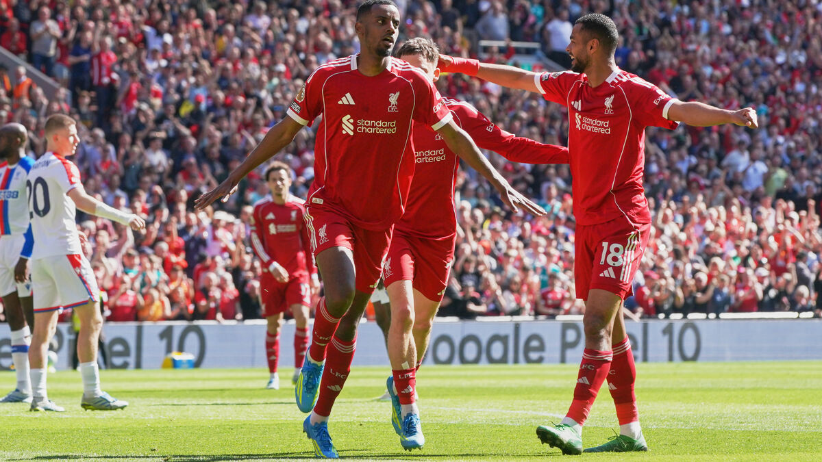 Isak netted his first league goal at Anfield