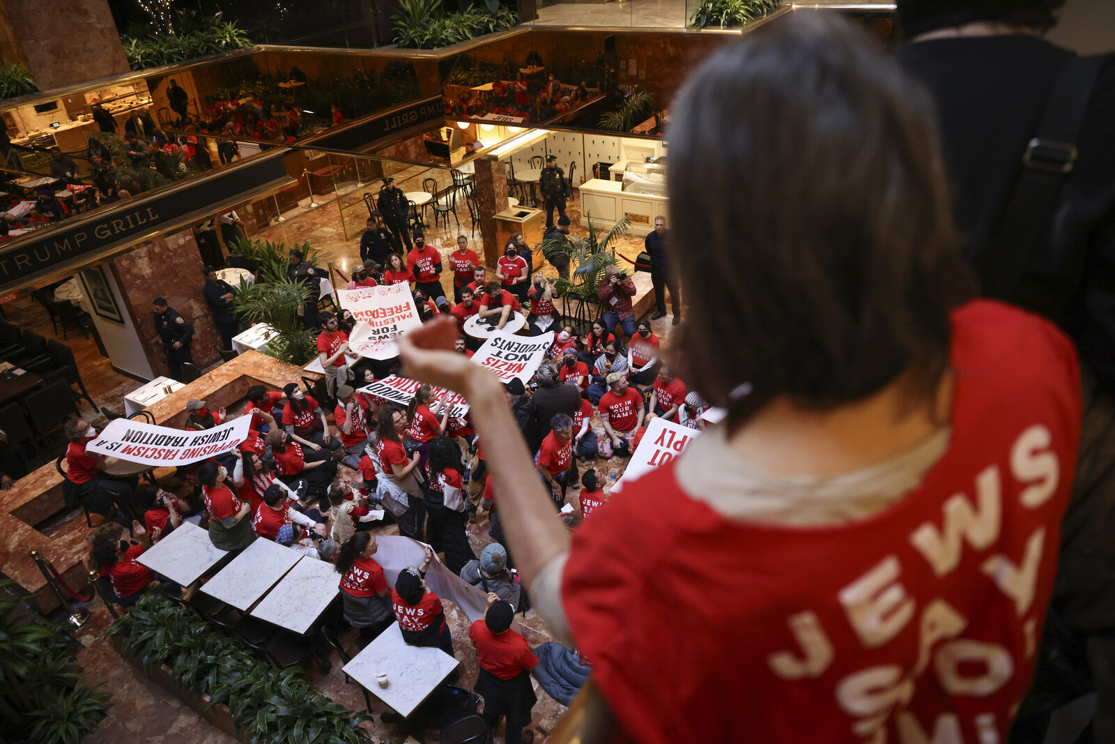 Demonstrators occupied Trump Tower's lobby