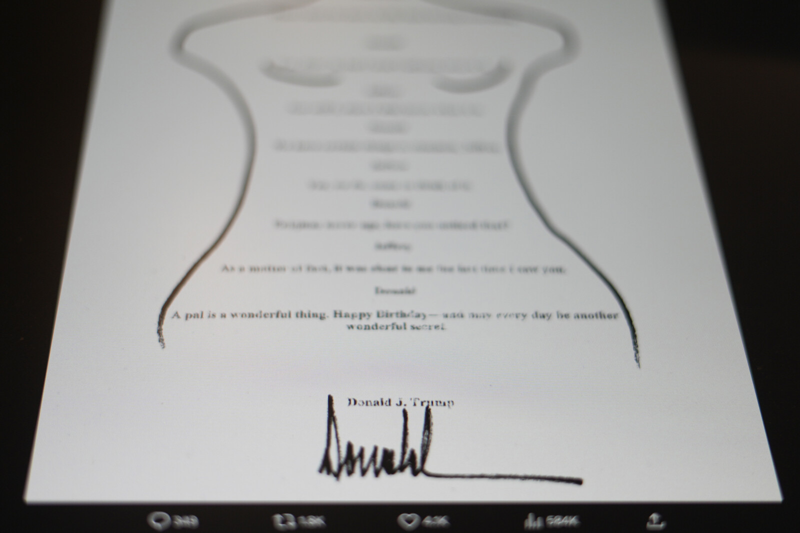 White House Denies Trump's Signature on Epstein Birthday Card Sketch