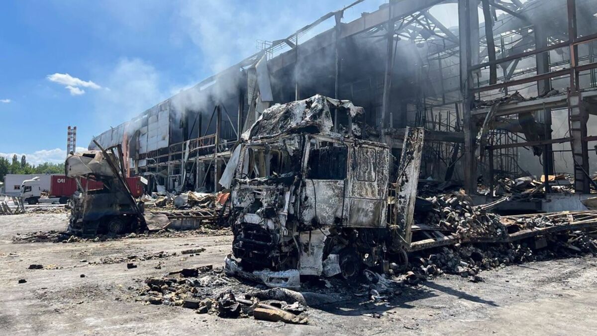 Russian strike destroys Red Cross aid warehouse in Kyiv