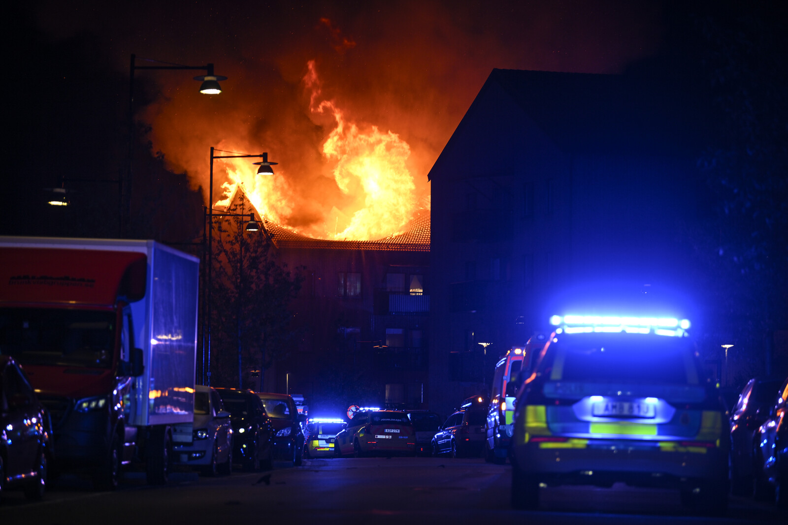 Severe Fire Destroys Apartment Building in Upplands-Bro, No Injuries Reported