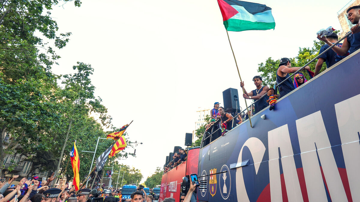 Barcelona star Lamine Yamal celebrated with a Palestinian flag
