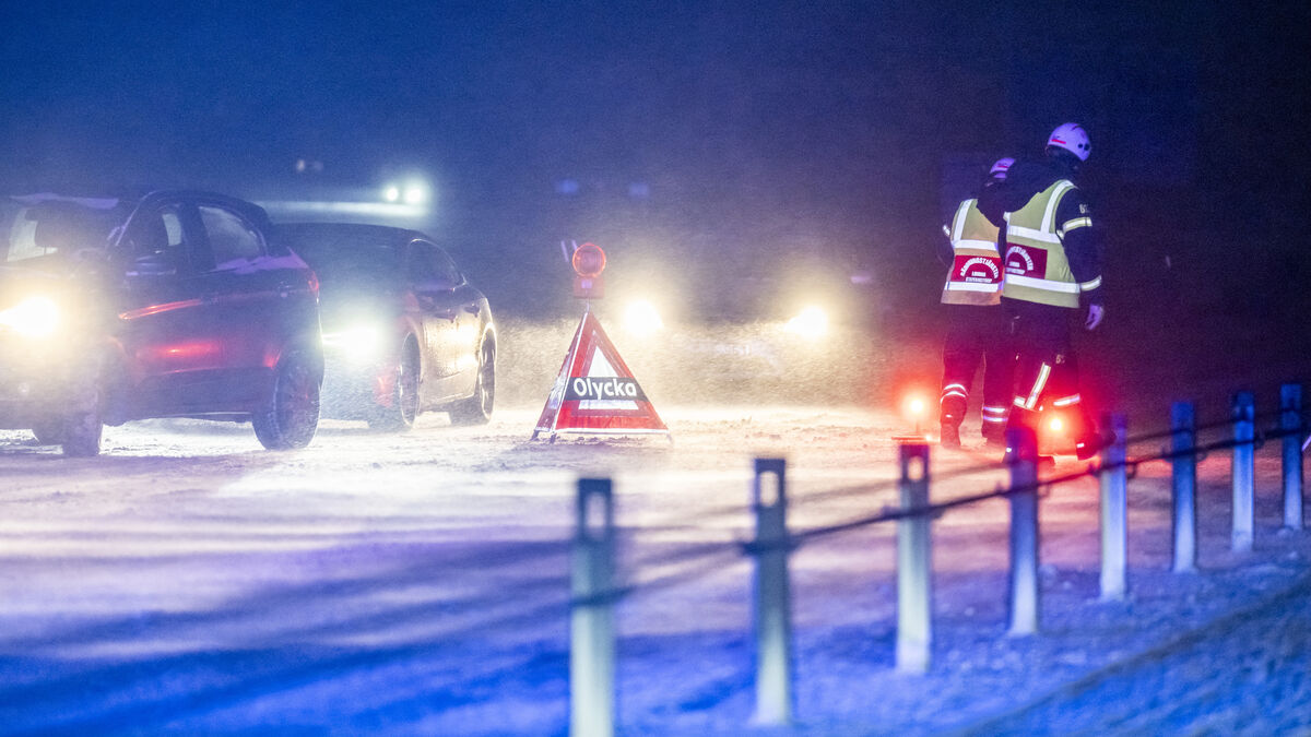 Snowstorm in Skåne, poor road