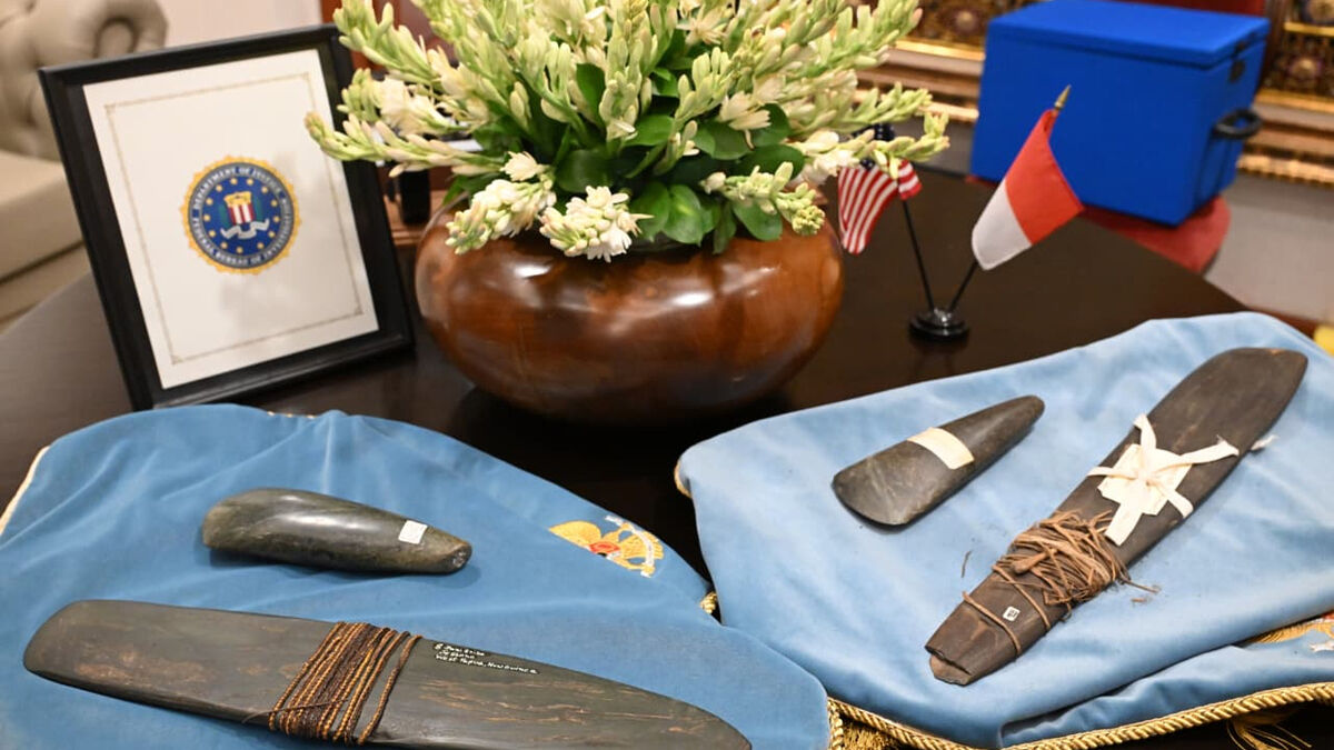 US returns stolen Papua cultural artifacts to Indonesia, including ceremonial objects and axe heads