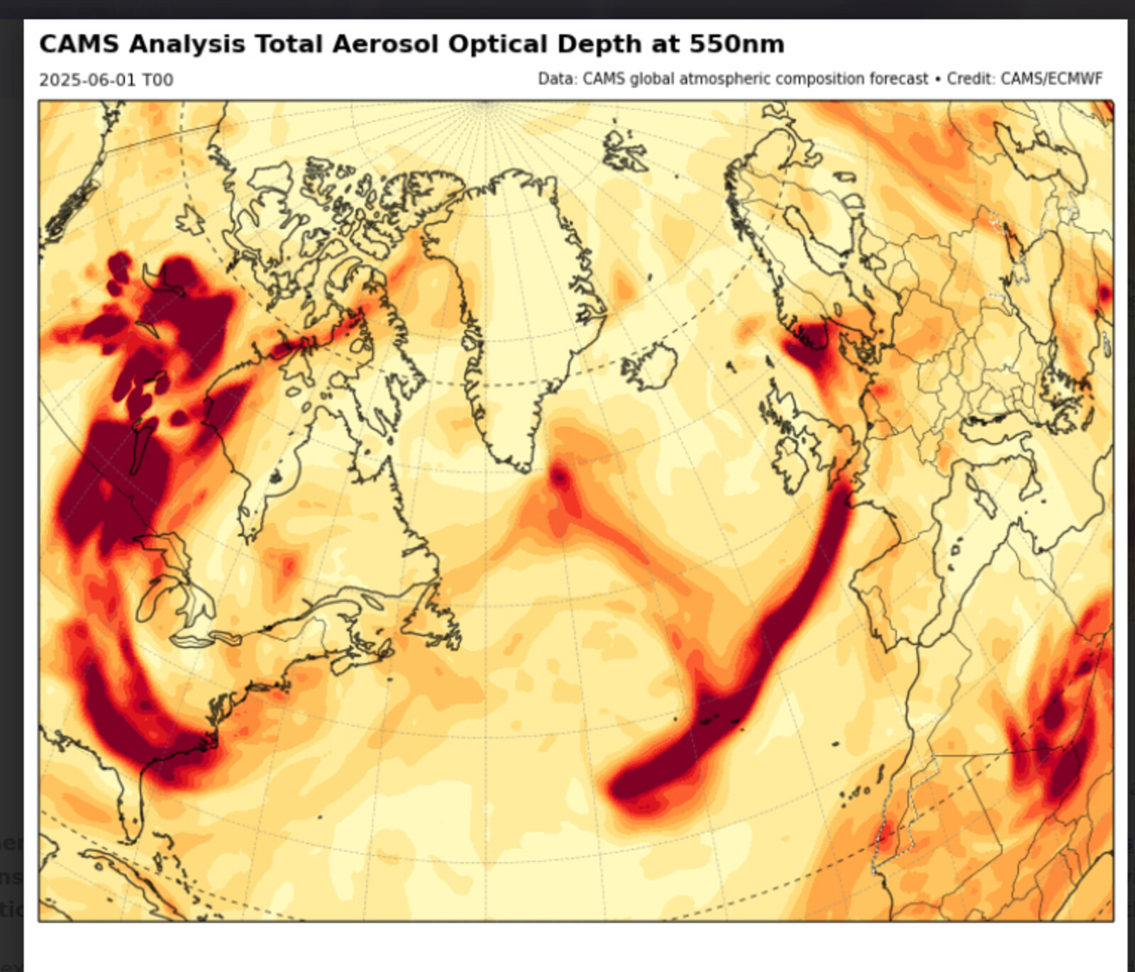 Canadian Wildfire Smoke Reaches Europe,
